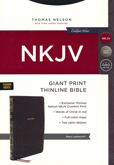 Picture of NKJV Giant-Print Thinline Bible, Comfort Print--soft leather-look, black (indexed, red letter)